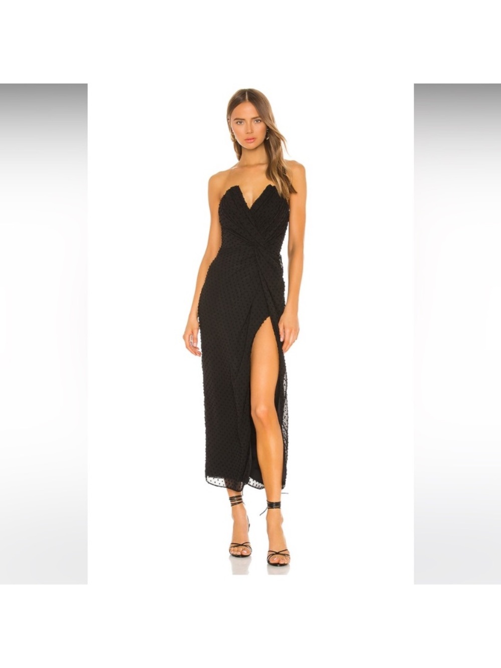 Katie May Black Strapless Maxi Dress with High Side Slit